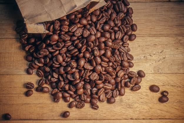 Coffee bean on wooden background