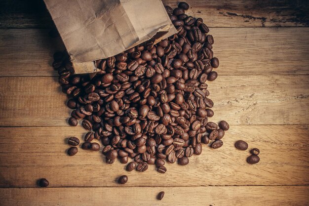 Coffee bean on wooden background