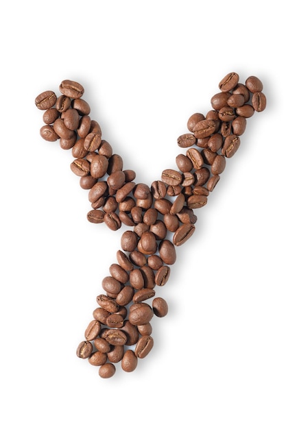 Coffee beans are light brown in isolated