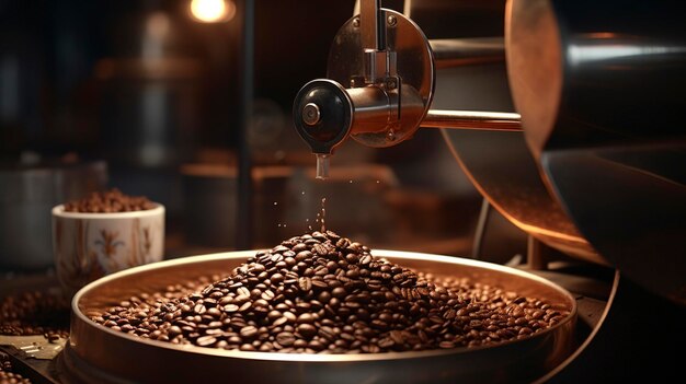 coffee beans are poured into a coffee machine