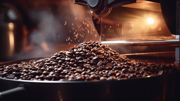 Photo coffee beans are poured into a coffee machine