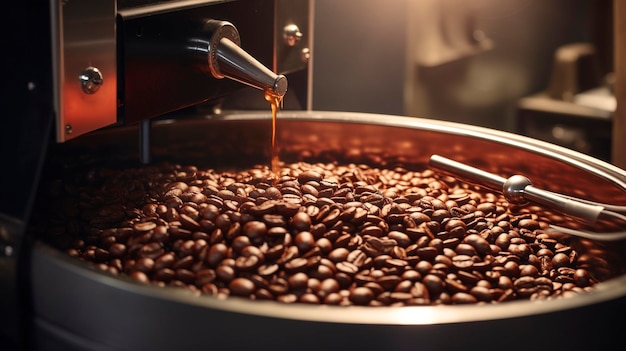 coffee beans are poured into a pot with a spoon