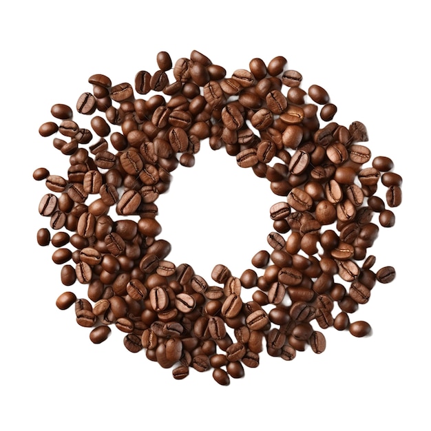 кофейные зерна расположены по кругу на белом фоне вырез генеративный ай
