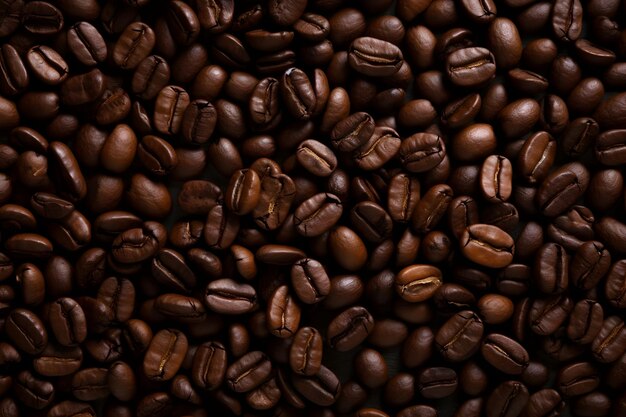 Coffee beans background Close up view of roasted coffee beans