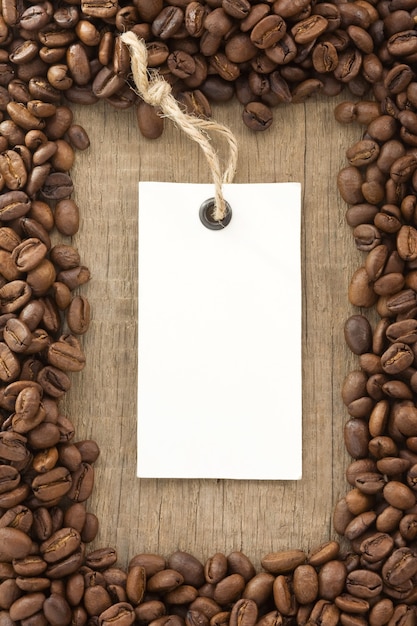 Coffee beans background texture and tag price label