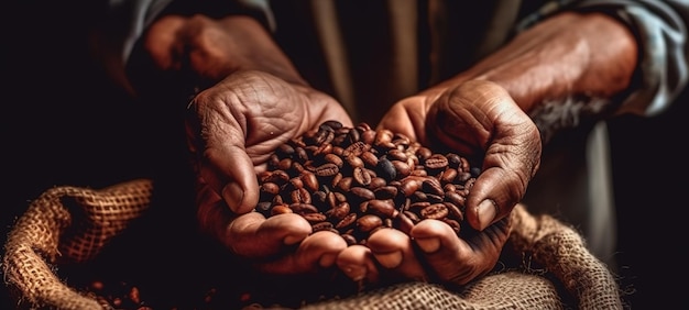 coffee beans being handpicked