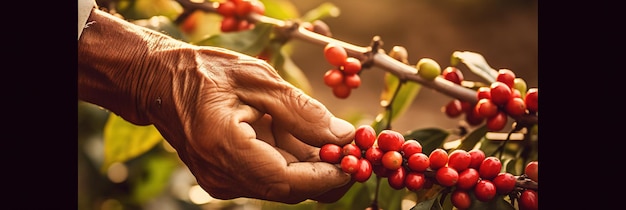 coffee beans being handpicked