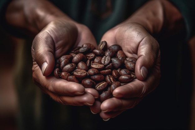 coffee beans being handpicked