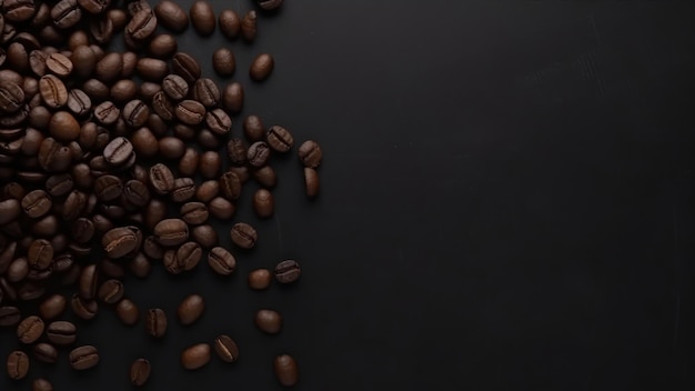 Coffee beans on a black background