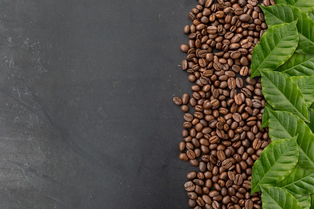 Coffee beans on black background