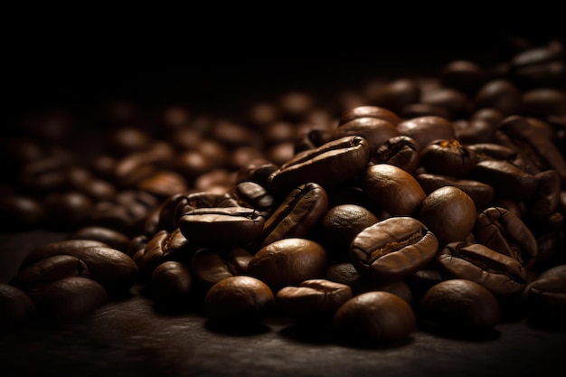 coffee beans on black background