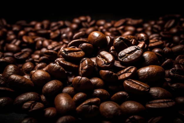 coffee beans on black background