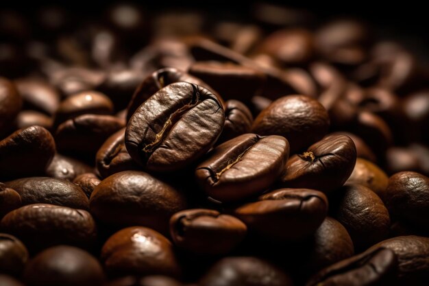 coffee beans on black background