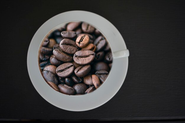 Coffee beans for brewing in a glass