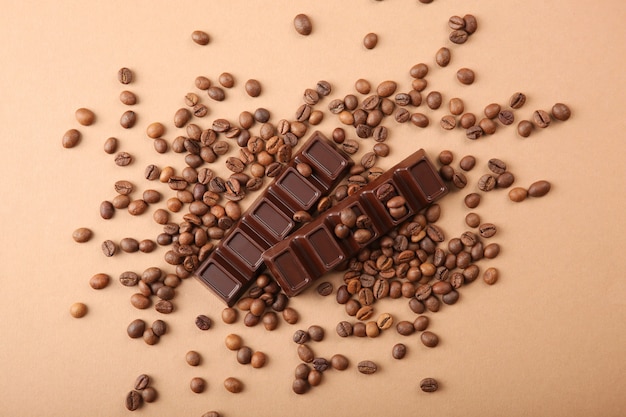 coffee beans and chocolate on the table