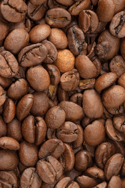 Coffee beans close up. Background and texture.