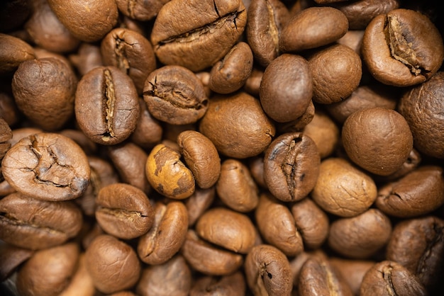 Coffee beans, close-up, blurred, colombian coffee bean