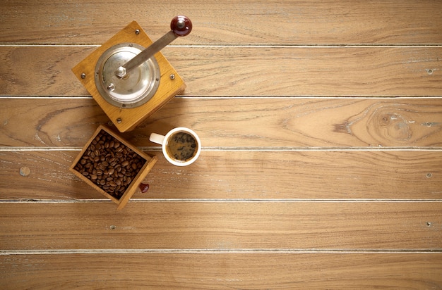 coffee beans and coffee grinder