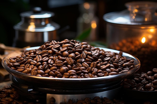 Coffee Beans in Coffee Grinder