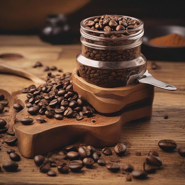 Premium AI Image coffee beans and coffee grinds