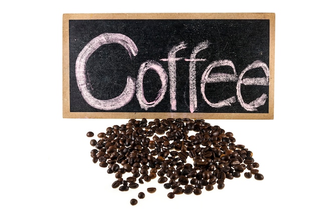 Coffee beans,coffee signs on a white background.