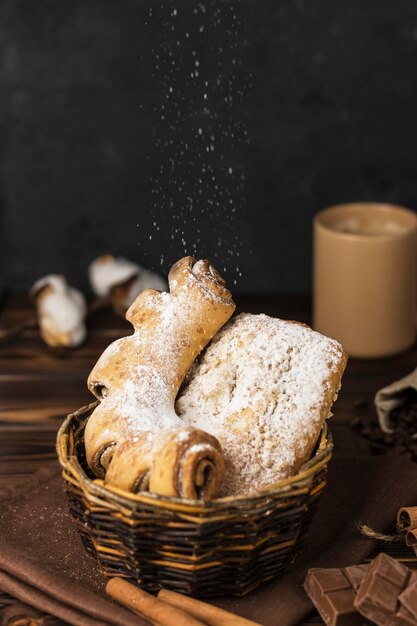 coffee beans in a cup on wooden table