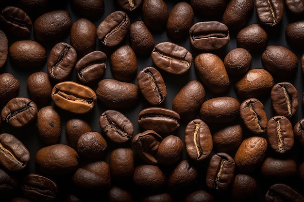 暗い背景にコーヒー豆