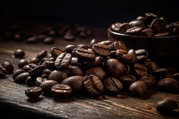 Coffee beans on dark background