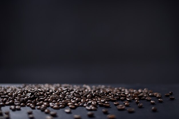 coffee beans on dark table arrangement