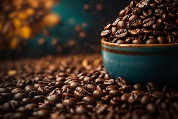 Coffee beans and drack background