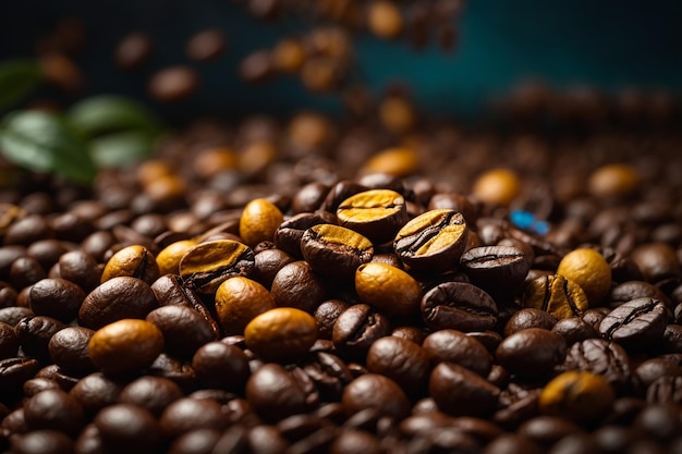 Coffee beans and drack background