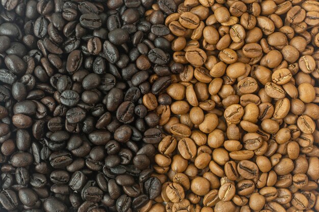 Coffee beans dry process and dark  