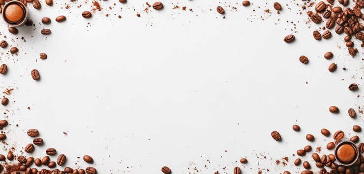 白い表面のコーヒー豆とエスプレッソカプセル