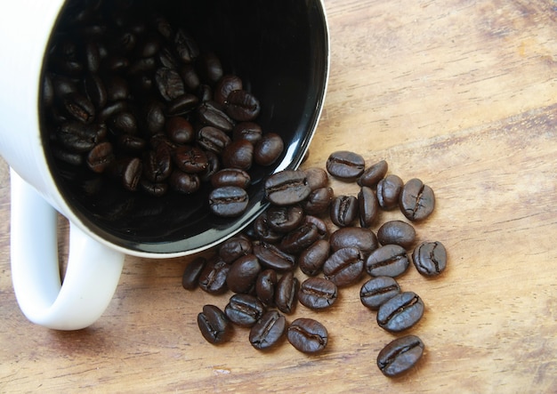 Coffee beans fall from cup 