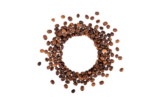 coffee beans in the form of a circle isolate