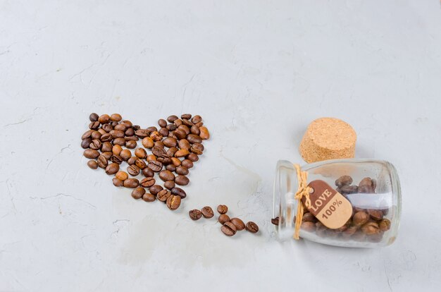 coffee beans in the form of a heart