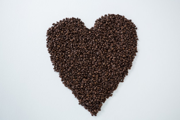 Coffee beans forming heart shape