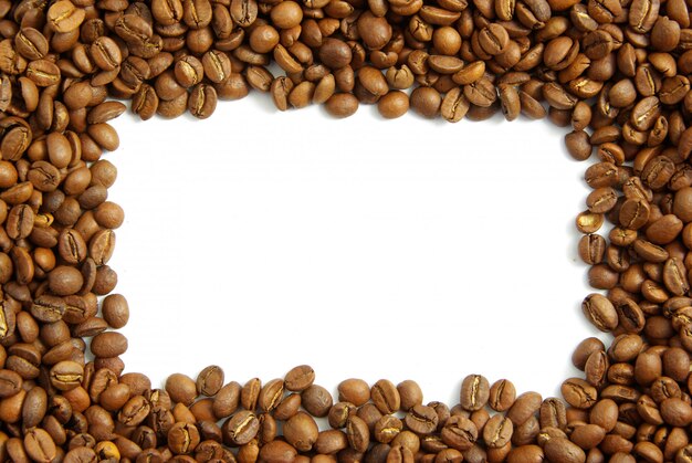 Coffee beans frame on white