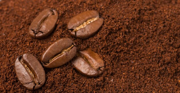 Coffee beans and ground coffee 