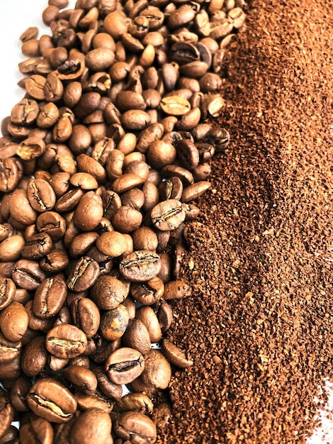 Coffee beans and ground coffee