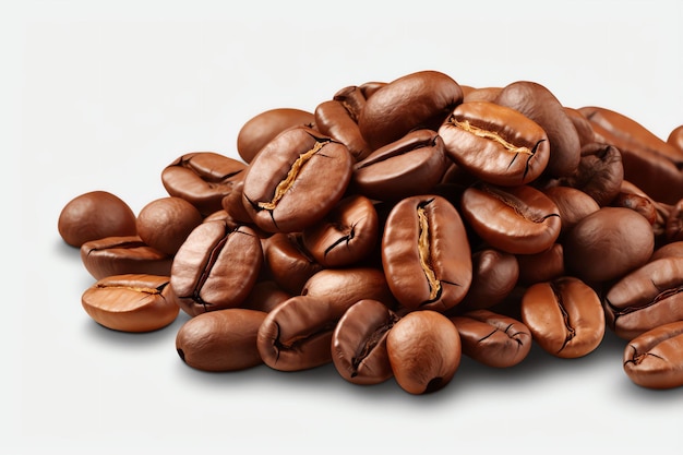 Coffee beans hyper realistic UHD isolated white background