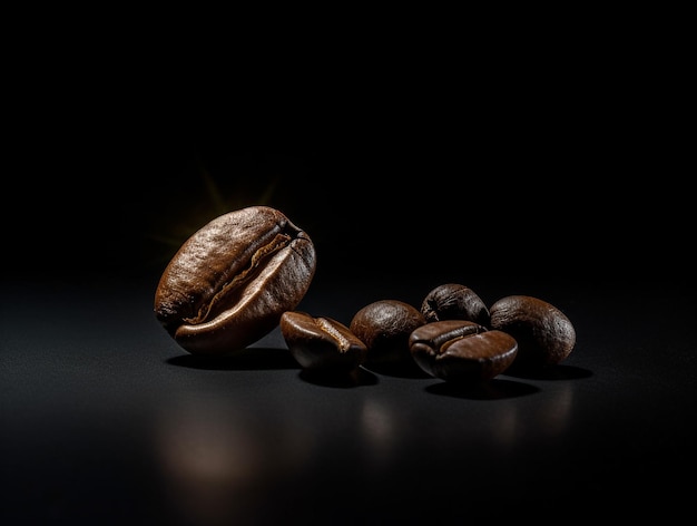 Coffee Beans Isolated Photo on Black Background AI Generated