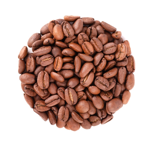 分離されたコーヒー豆焙煎アラビカコーヒー豆。上面図。