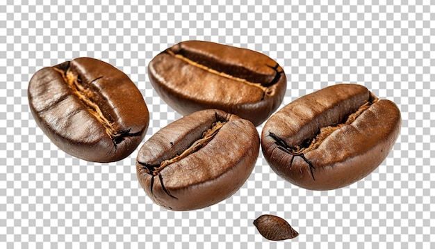 Coffee beans isolated on a transparent background 3d rendering