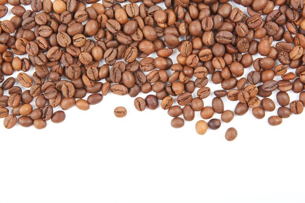 Coffee beans isolated on white background closeup