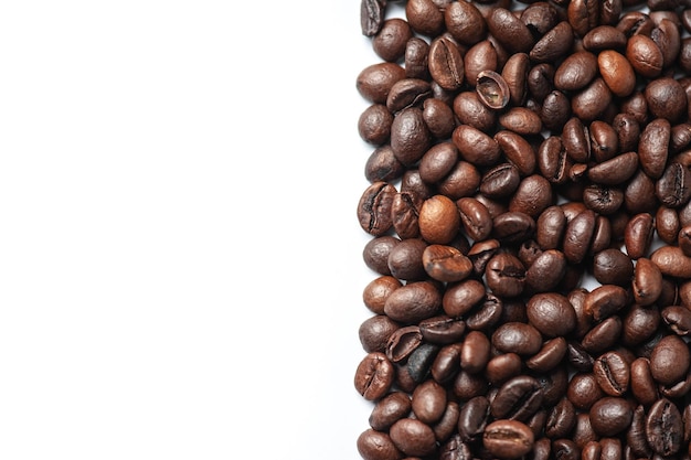 coffee beans isolated on white background with place for text