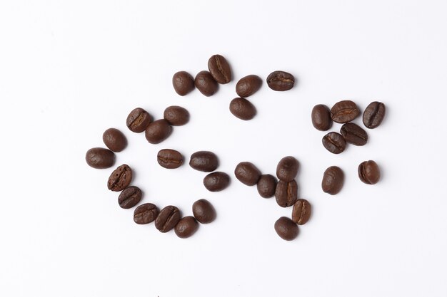 Coffee beans isolated on a white background.