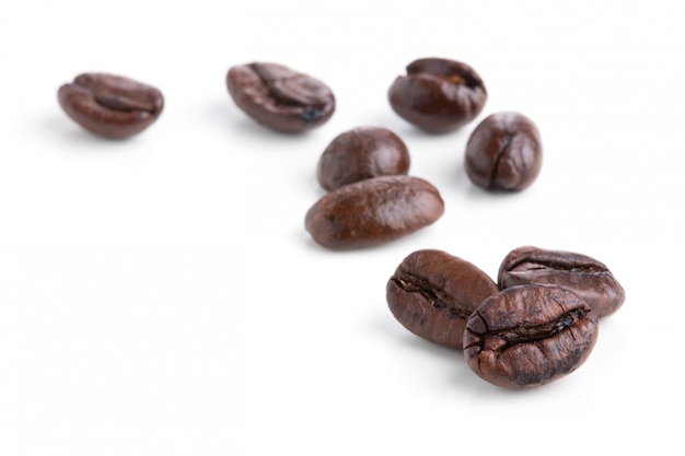 Coffee beans isolated on white background.