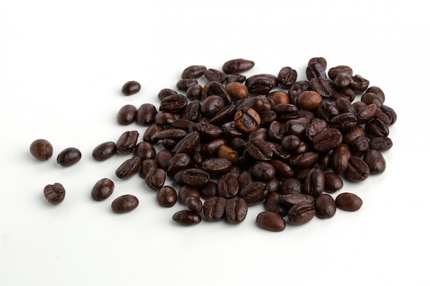 Coffee beans isolated on white background.