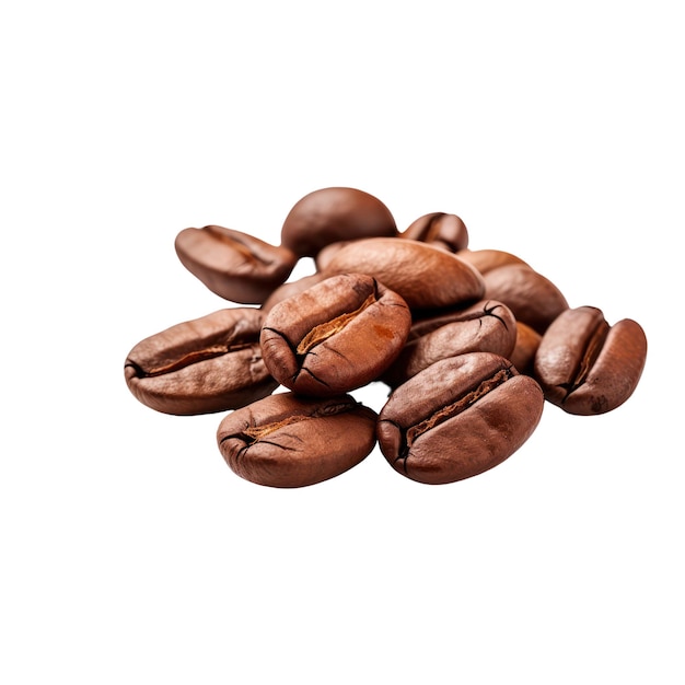 白い透明な背景に分離されたコーヒー豆